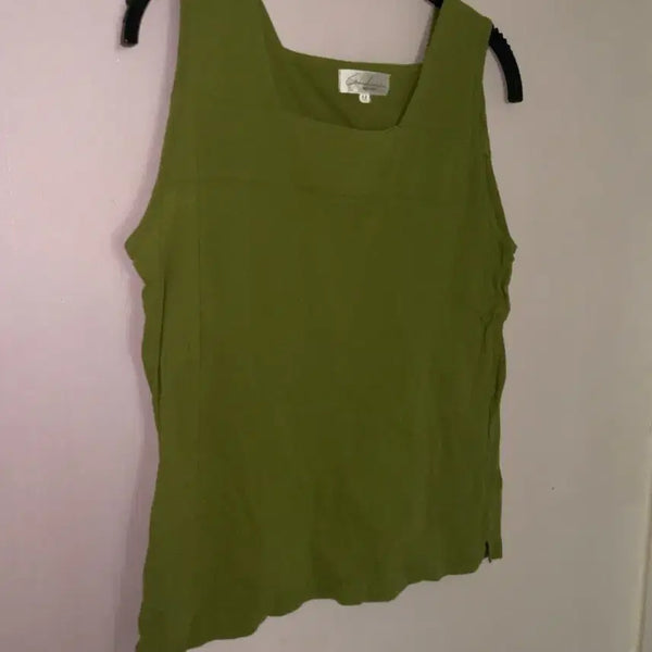 [BUNJANG] Vintage Green Sleeveless Top M / 빈티지 그린 라인 민소매 슬리브리스m