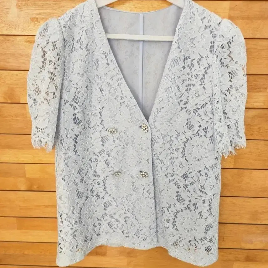 [BUNJANG] Sisley Sky Blue Lace Blouse / 시슬리 블라우스