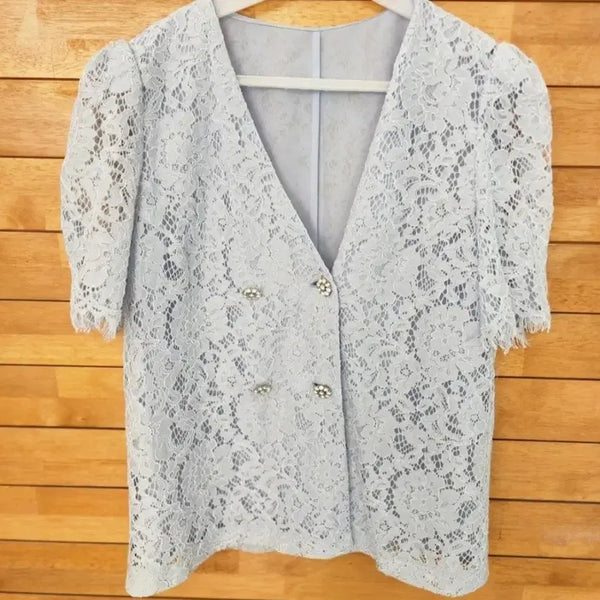 [BUNJANG] Sisley Sky Blue Lace Blouse / 시슬리 블라우스