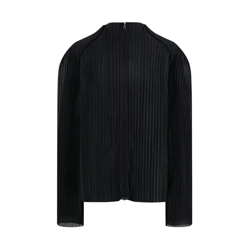 [BUNJANG] Amomento Pleats Zip-Up Jumper Black / 아모멘토 플리츠 집업 점퍼 블랙