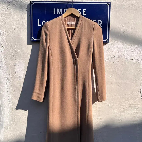 [BUNJANG] MINE Acetate Rayon Wool Shirred Long Coat / MINE 마인 아세테이트 레이온 울 셔링 롱 코트 (82-94-160 / 55)