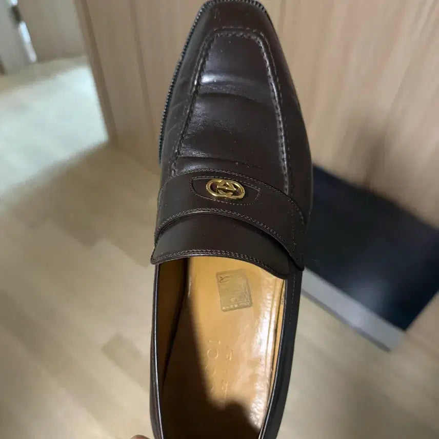 [BUNJANG] Gucci Loafers Brown Gold Logo / 구찌 로퍼 브라운