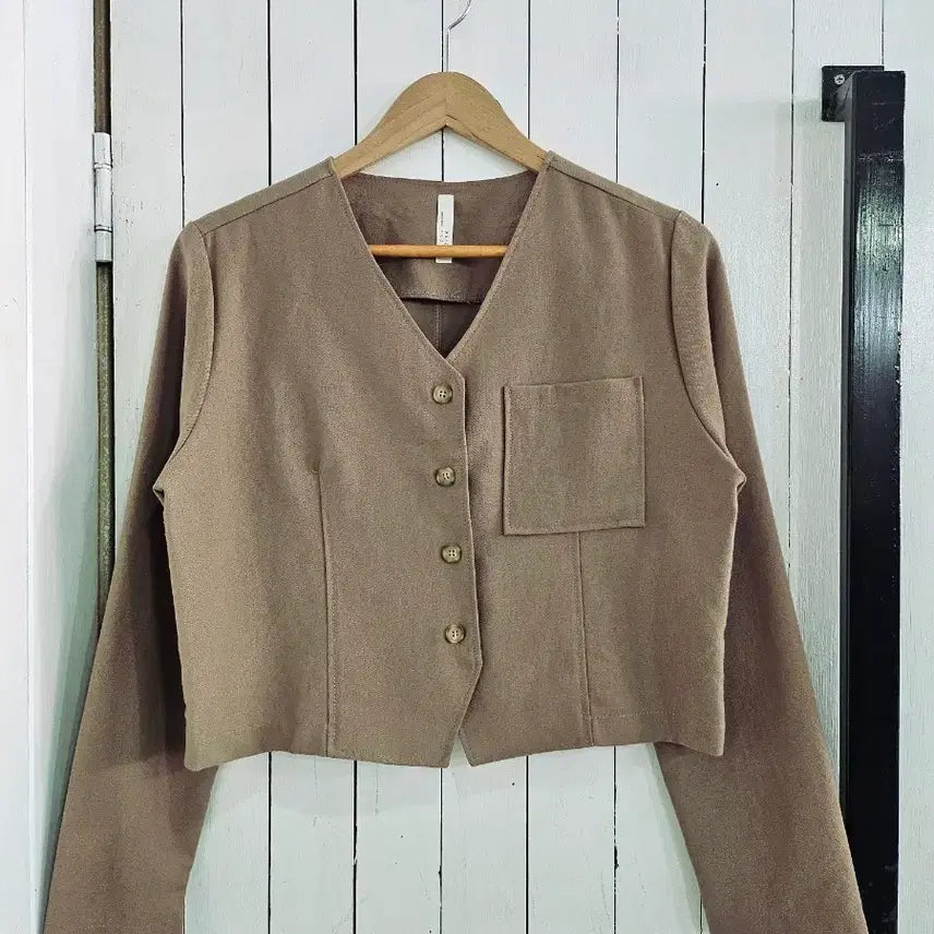 [BUNJANG] Alice's Closet Women's Cropped Jacket / 새상품 ALICE'S CLOSET 여성 크롭재킷 free 긴팔 단추 브이넥 루즈핏 크롭셔츠 자켓 새제품