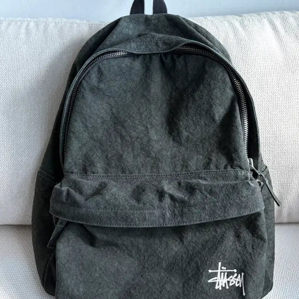 [BUNJANG] Stussy Washed Black Canvas Backpack / 스투시 캔버스 백팩 워시드 블랙