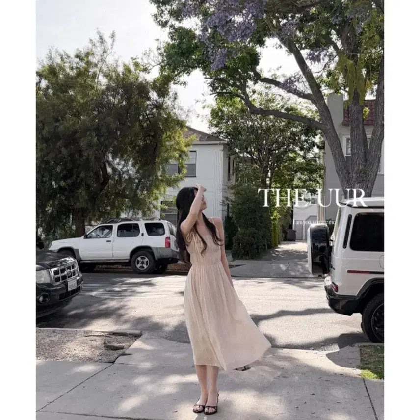 [BUNJANG] UUR Veil Flow Dress Apricot Blush / (택 새상품) UUR veil flow dress 베일 원피스 / apricot blush