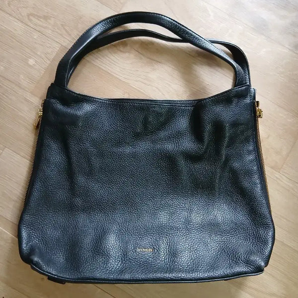 [BUNJANG] Vincis Black Leather Shoulder Bag / 빈치스 블랙 가죽 숄더백