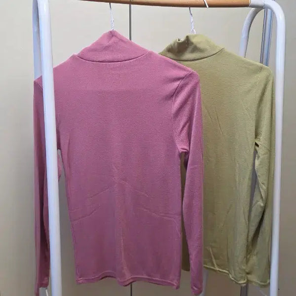 [BUNJANG] LooknOn Color Span Mock Neck Pullover (Rose/Olive) / 룩넌 컬러 스판 목폴라 / 로즈 올리브