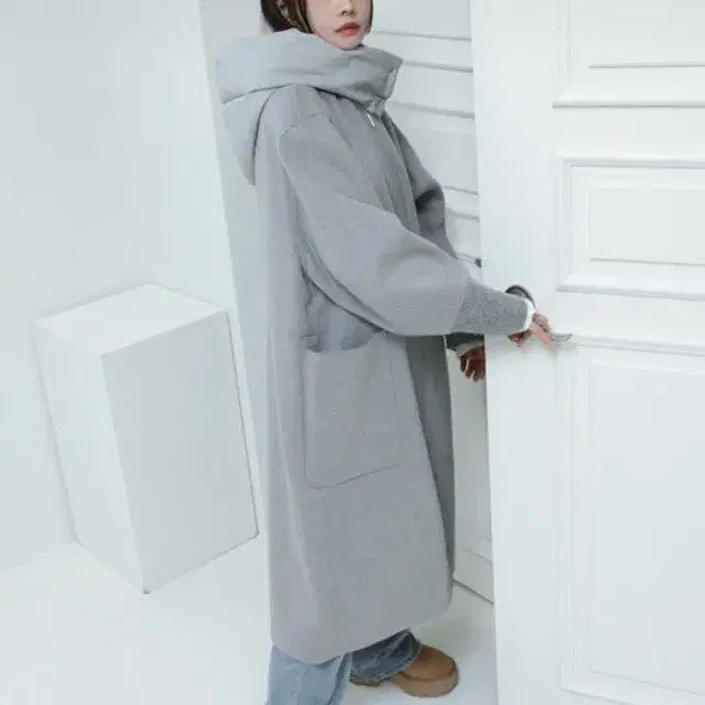[BUNJANG] Hasie Handmade Cashmere Coat (Size S, Gray) / 하시에 핸드메이드 캐시미어 코트