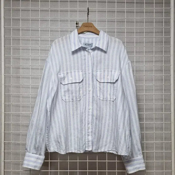 [BUNJANG] ST. JOHN Linen Shirt Blouse / ST.JOHN 센존 린넨 셔츠 블라우스 (새상품급)
