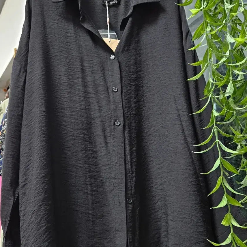[BUNJANG] Plus Size Black Long-Sleeve Shirt / [새상품]빅사이즈 블랙 긴팔 셔츠(77~)