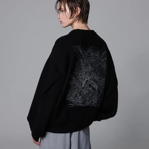 [BUNJANG] Songzio Pure Label Embroidered Knit (Black/Dark Grey) / [구매] 송지오 퓨어라벨 니트 블랙/다크그레이 46/48