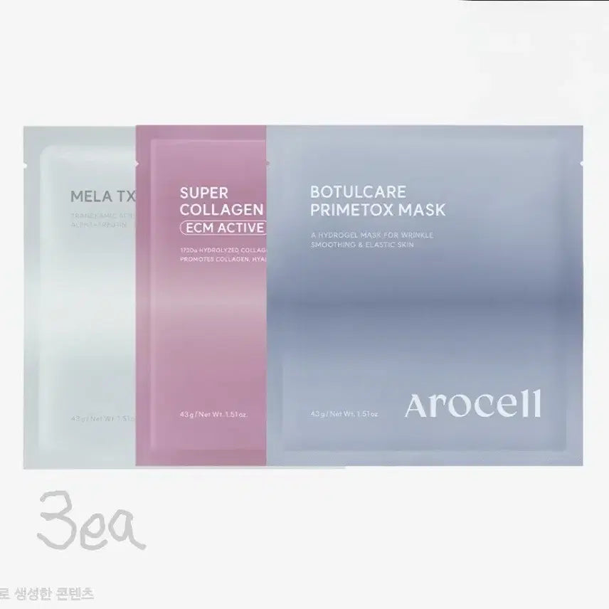 [BUNJANG] Arocel Mask Pack 3-Type Set (MelaTX, Super Collagen, BotuCare) - 3 Sheets / 아로셀 마스크팩 3종 멜라TX 슈퍼콜라겐 보툴케어 3매