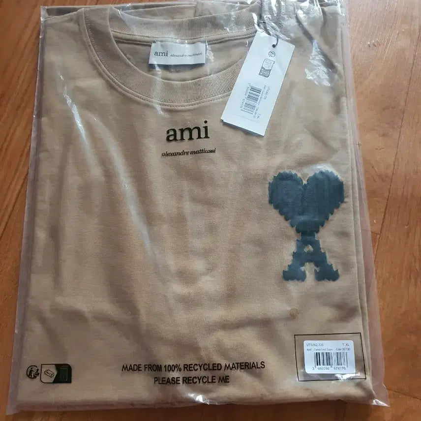 [BUNJANG] AMI Half Sleeve T-Shirt Beige L / 아미  반팔 티셔츠 베이지L