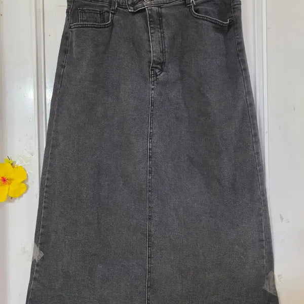 [BUNJANG] Premium Fall Denim Banding Span Long Skirt / 가을. 고급스러운 핏이이쁜  청 밴딩 스판 롱스커트. 깨끗해요