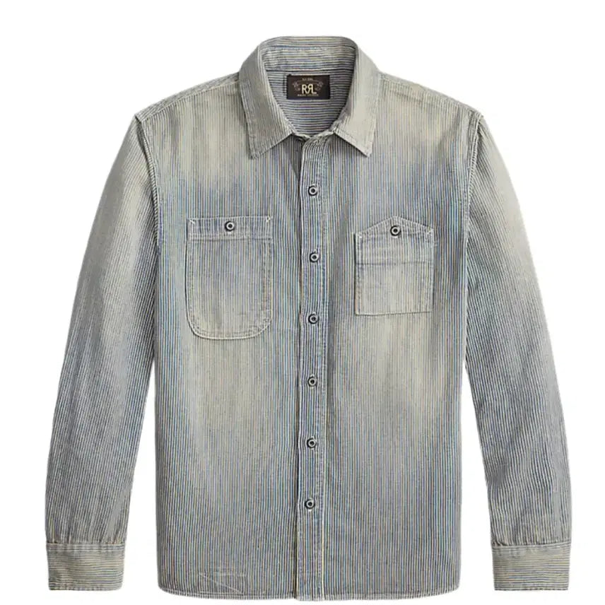 [BUNJANG] RRL Indigo Stripe Twill Workshirt - Blue Stripe, Size M / RRL 더블알엘 인디고 스트라이프 트윌 워크셔츠 블루 스트라이프 M