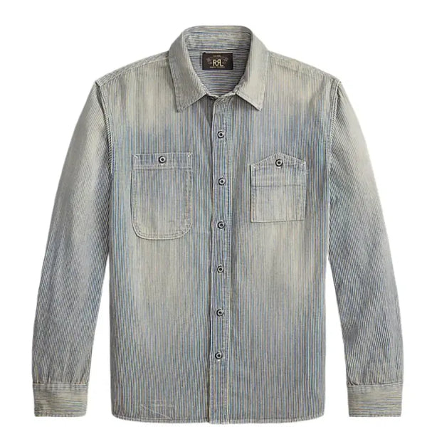 [BUNJANG] RRL Indigo Stripe Twill Workshirt - Blue Stripe, Size M / RRL 더블알엘 인디고 스트라이프 트윌 워크셔츠 블루 스트라이프 M