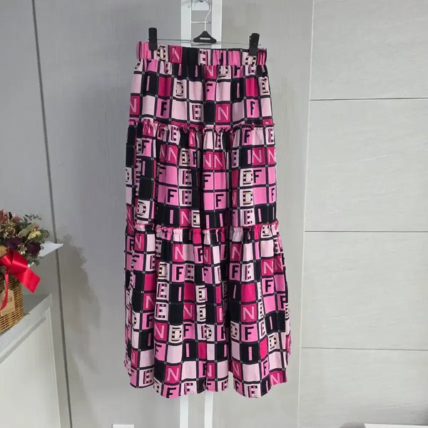[BUNJANG] Fendi Logo Pattern Midi Skirt / 스커트 핑크