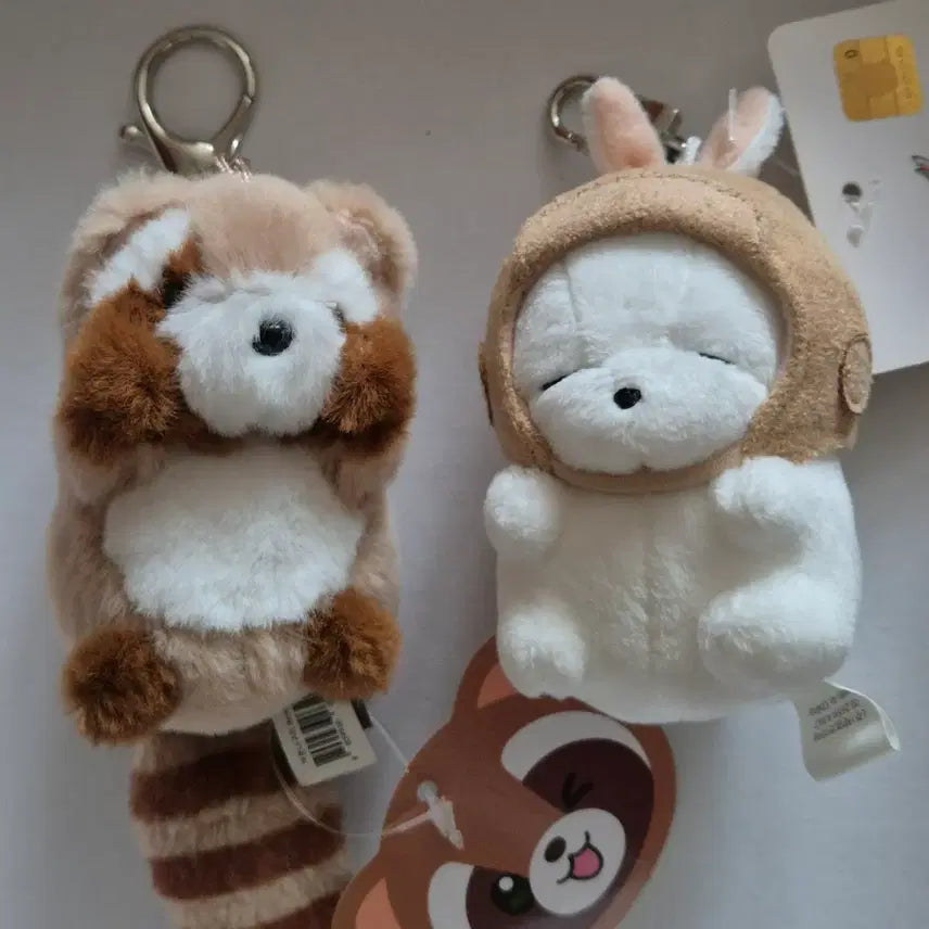 [BUNJANG] Mashimaro Raccoon Set Plush Keyrings / 마시마로 라쿤 인형키링 세트(새것)