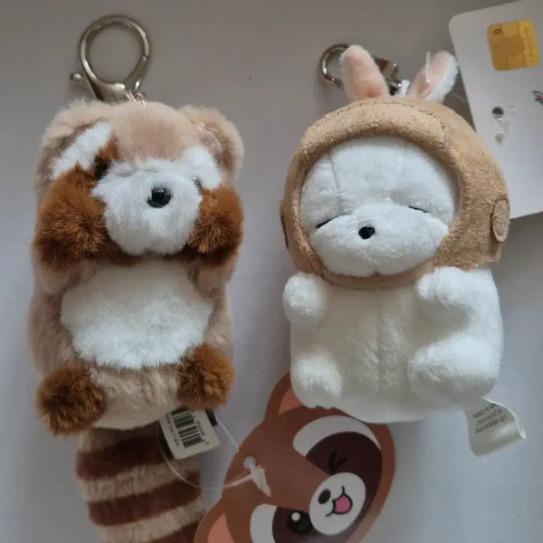 [BUNJANG] Mashimaro Raccoon Set Plush Keyrings / 마시마로 라쿤 인형키링 세트(새것)