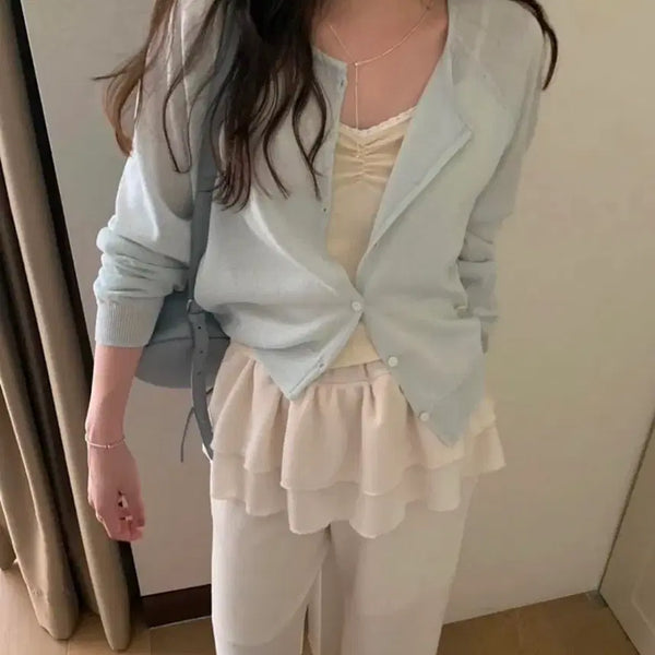 [BUNJANG] Pretty Young Thing (PYT) Linen Cardigan Mint / Pyt 프영띵 루즈 린넨 가디건 민트 프리티영띵