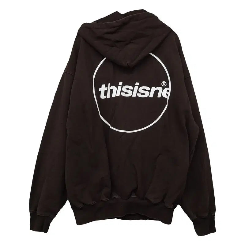 [BUNJANG] Thisisneverthat Brown Cotton Logo Hooded Zip-Up Jacket XL / 디스이즈네버댓 브라운 코튼 로고 후드집업 자켓 XL
