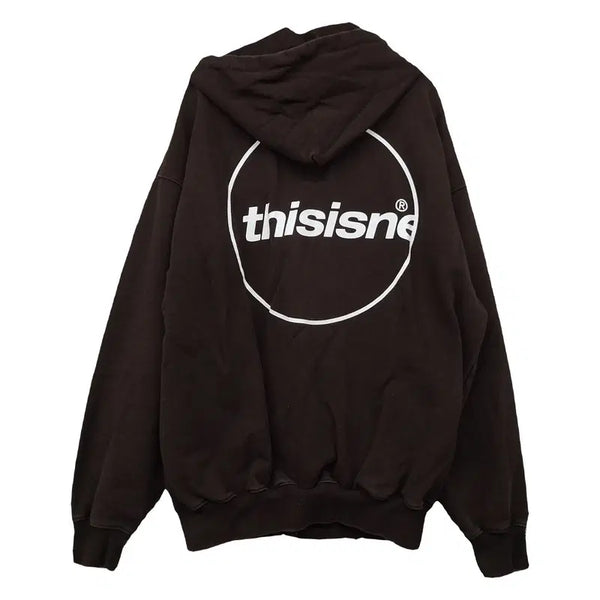 [BUNJANG] Thisisneverthat Brown Cotton Logo Hooded Zip-Up Jacket XL / 디스이즈네버댓 브라운 코튼 로고 후드집업 자켓 XL