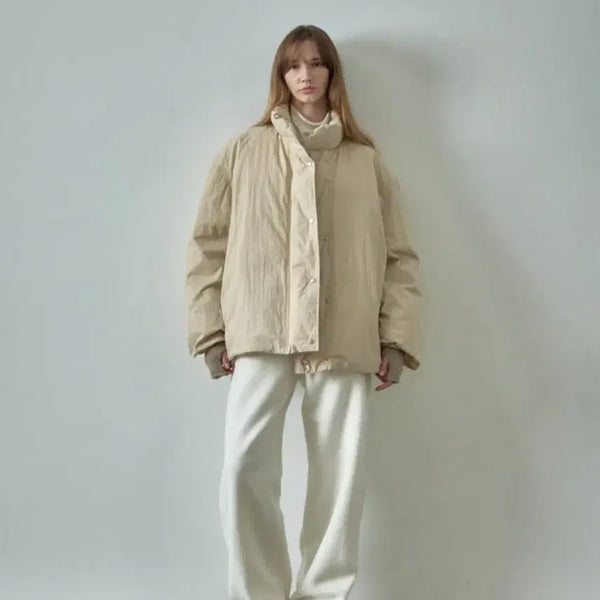 [BUNJANG] Facade Pattern Volume Puffer Goose Down Padding Beige M / 파사드패턴 볼륨 푸퍼 구스다운 패딩
