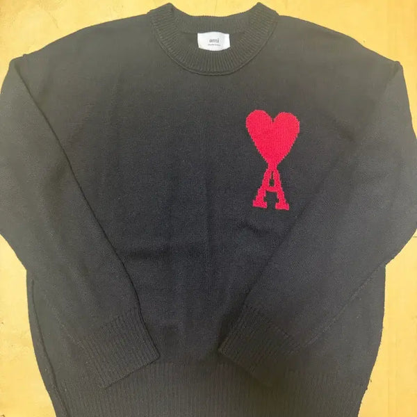 [BUNJANG] AMI Heart Logo Knit Black XL / 아미 하트 로고 니트 블랙 XL