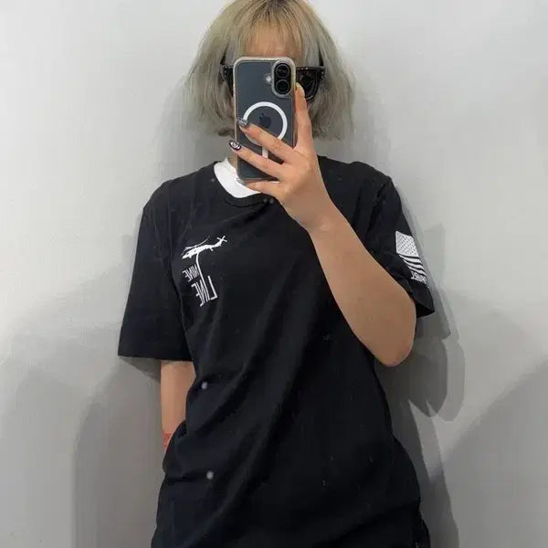 [BUNJANG] Vintage American Flag Black T-Shirt / L 미국 빈티지 성조기 블랙 반팔 티셔츠