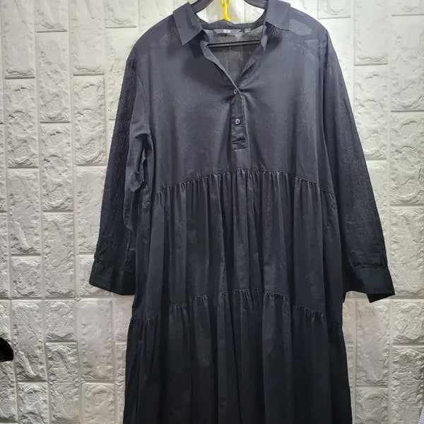 [BUNJANG] Uniqlo Shirt Dress Black / 유니클로 셔츠 원피스 블랙