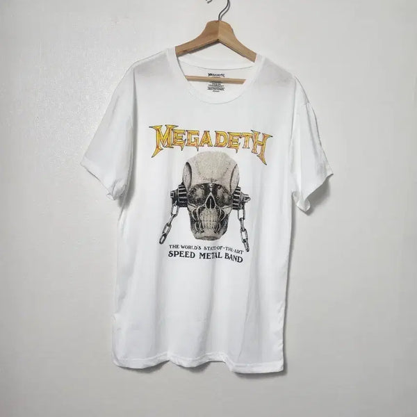 [BUNJANG] Megadeth Skull Printing T-Shirt White / 메가데스 스컬 프린팅 x반팔 티셔츠 화이트