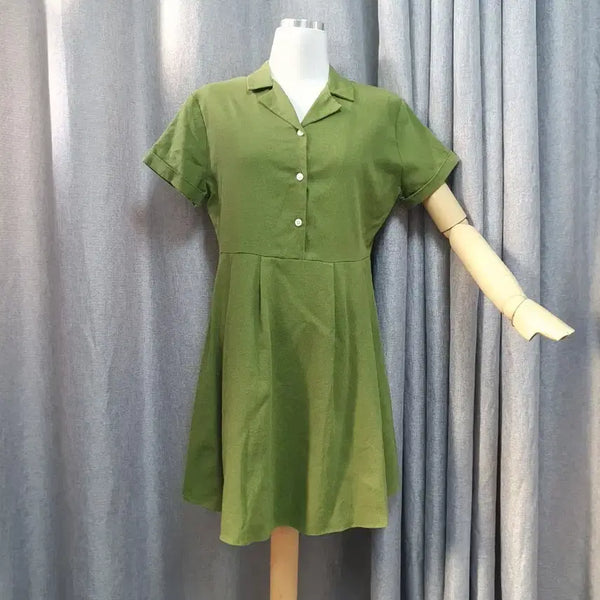 [BUNJANG] Green Linen Mini Dress / 그린 린넨 미니 원피스