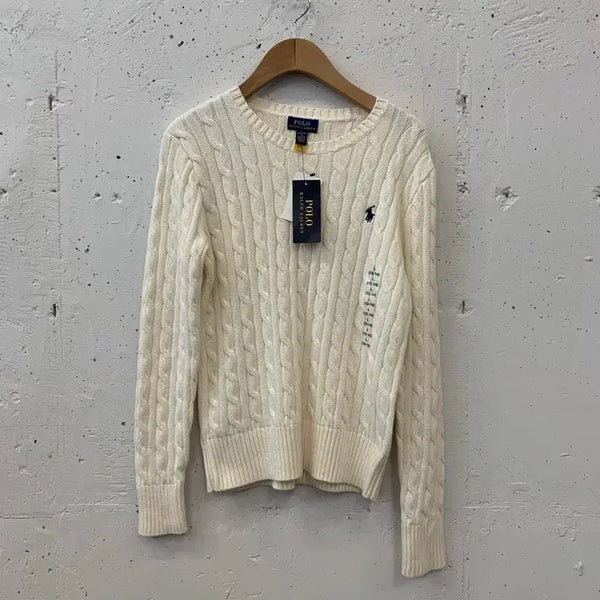 [BUNJANG] Polo Ralph Lauren Cable Knit Sweater Ivory / 폴로 랄프로렌 QR정품 니트 아이보리