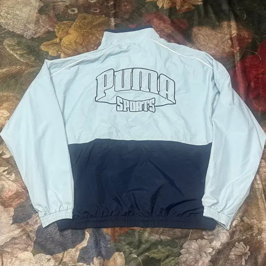 [BUNJANG] Puma Big Logo White Sideline Sky Blue Windbreaker XL / 푸마 빅로고 화이트 사이드라인 스카이블루바람막이 XL