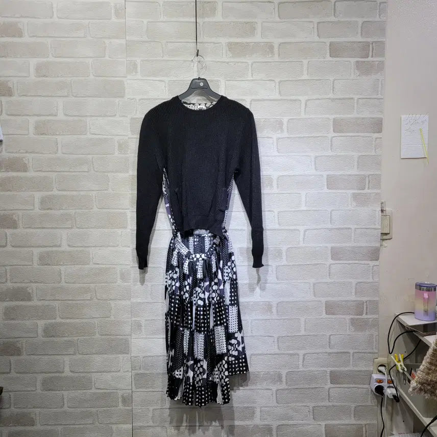 [BUNJANG] Knit Color Block Dress Free Size / ㅎ854 니트 배색 원피스 F