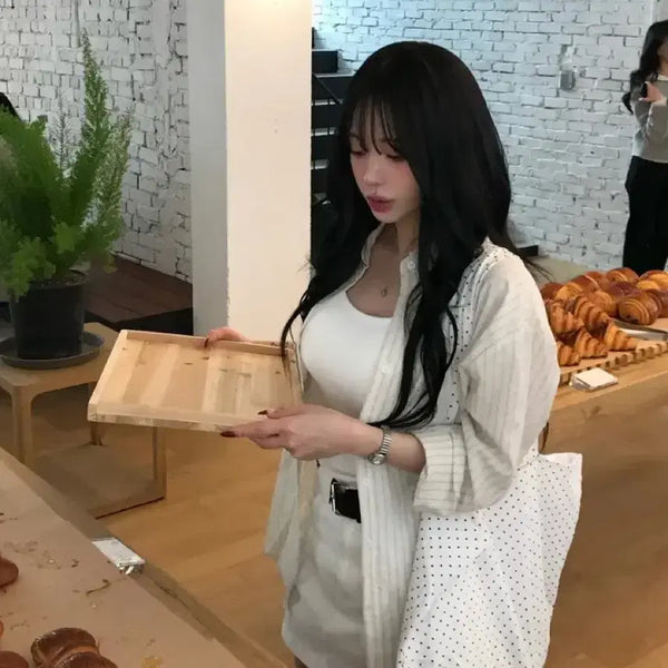 [BUNJANG] By Yourly Linen Stripe Shirt Butter / 에이블리 바이유어리 린넨 스트라이프 셔츠 버터