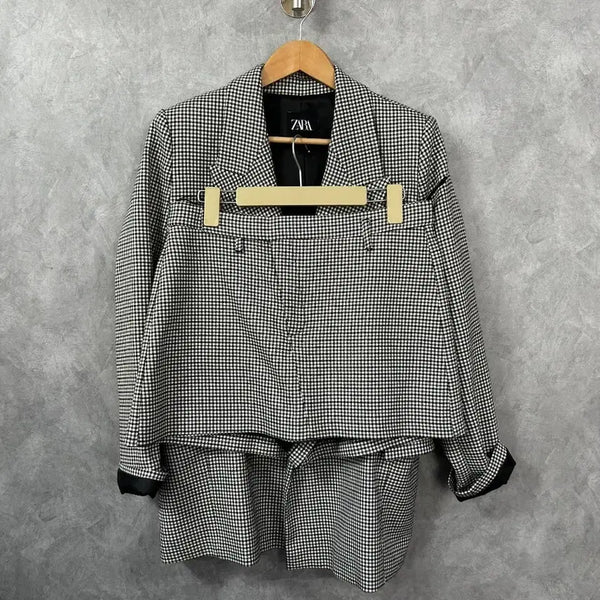 [BUNJANG] Zara Check Jacket Skirt Shorts Set L / 자라 체크 자켓 스커트 반바지 세트 L