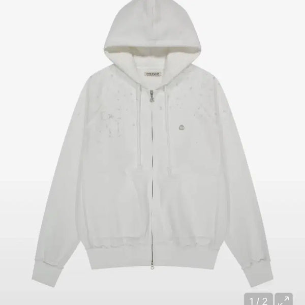 [BUNJANG] Koiseio Twinkle Hood Zip-up White / 코이세이오 트윙클 후드집업 화이트