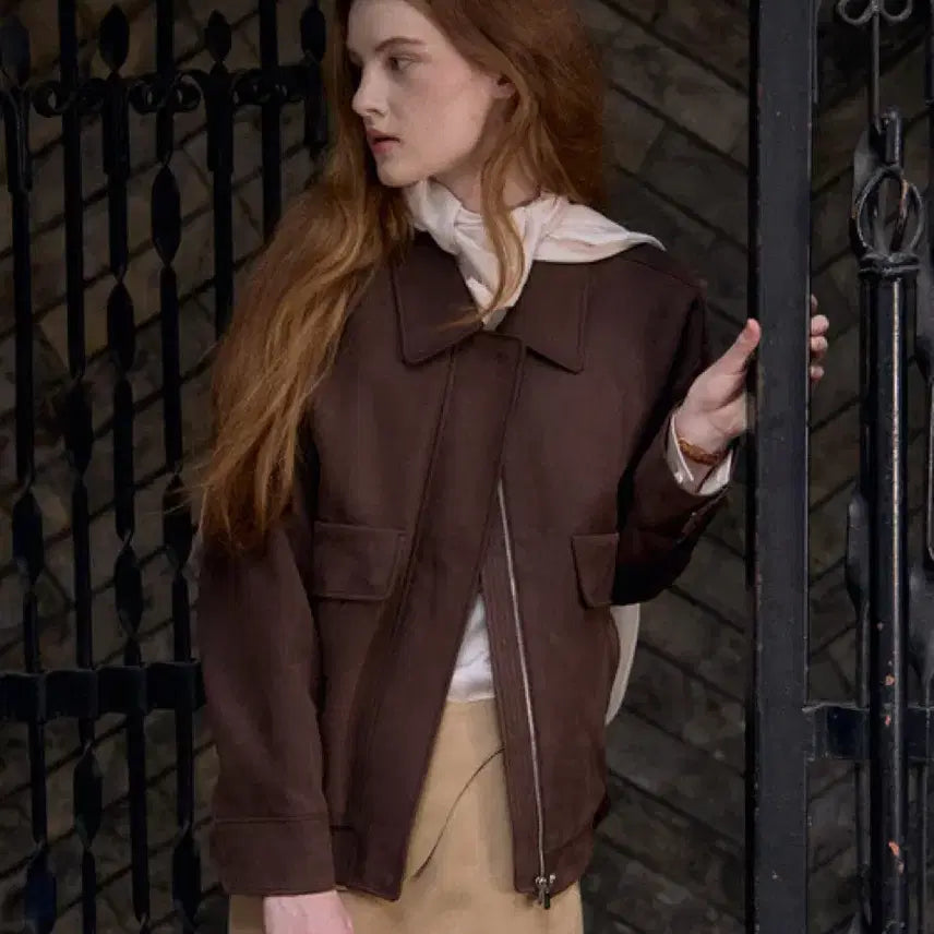 [BUNJANG] Le Miel Pepe Suede Leather Jumper Jacket Brown / 르메메 페페 스웨이드 가죽레더 점퍼 자켓 브라운