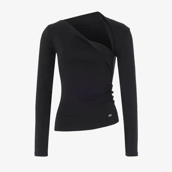 [BUNJANG] Crank Twist Neck Shirring Top Black / 크랭크 트위스트 넥 셔링 탑 블랙