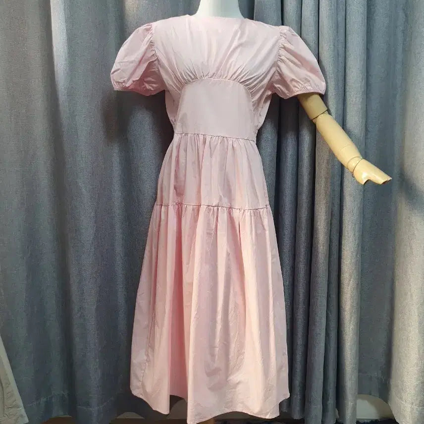 [BUNJANG] 55 Pink Puff Crinkled Dress / 55핑크퍼프 바시락원피스