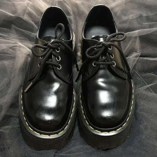 [BUNJANG] Dr. Martens 1461 Quad Black Leather Platform Shoes (Size 240) / 닥터마틴 1461 쿼드 240 (사용감 없음)