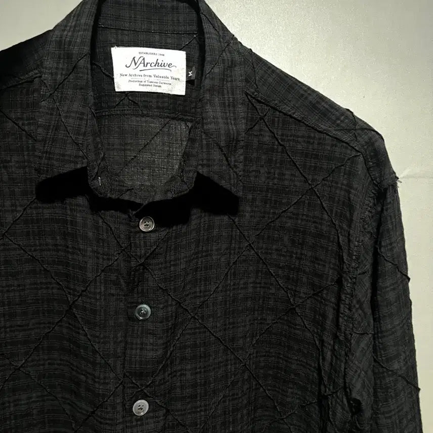 [BUNJANG] Beyond Closet Artisan Stitch Check Shirt Charcoal Grey M / 비욘드클로젯/ 아티잔 스티치 체크 셔츠, 차콜 그레이, M(100)