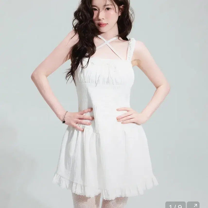 [BUNJANG] Betty Boop Pristine Shirring Mini Dress - White / 베티붑 프리스틴 셔링 미니 원피스_화이트