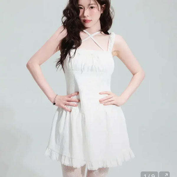 [BUNJANG] Betty Boop Pristine Shirring Mini Dress - White / 베티붑 프리스틴 셔링 미니 원피스_화이트