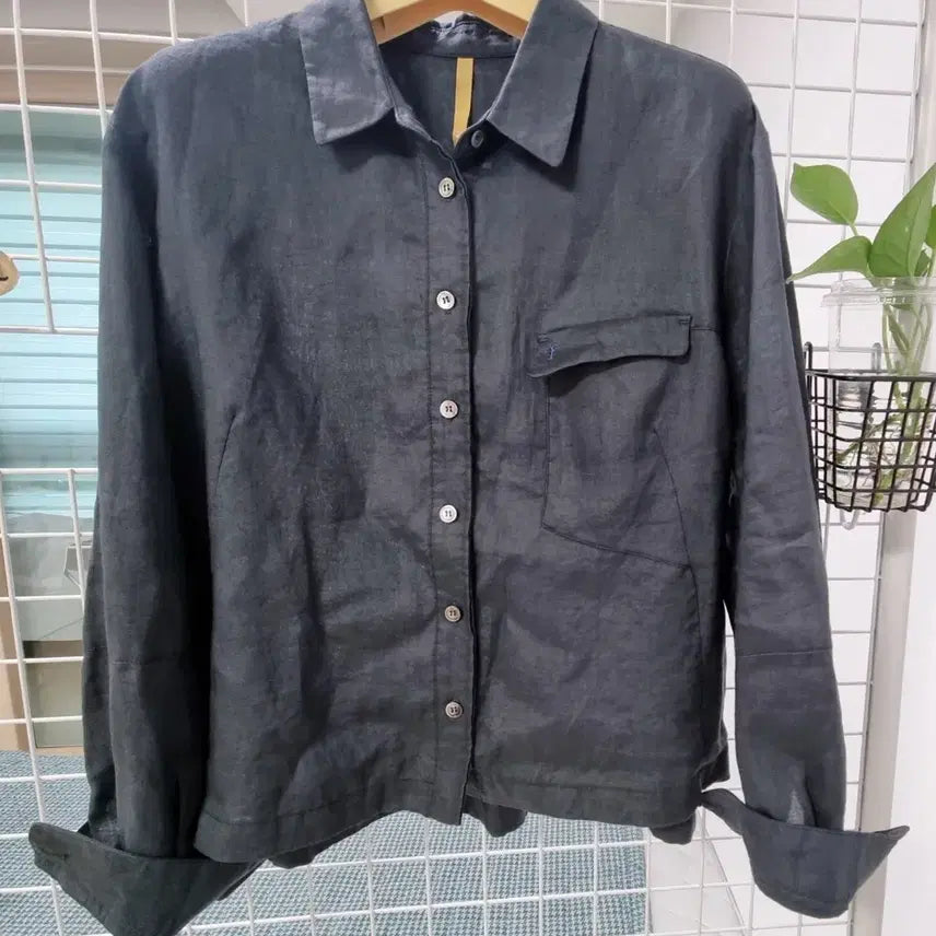 [BUNJANG] Navy Linen Women's Shirt / 네이비 린넨 여성 셔츠