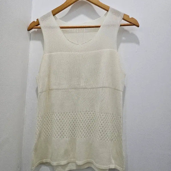 [BUNJANG] Women's Sleeveless Knit Tank Top - Ivory / 여성 민소매 니트 나시 아이보리