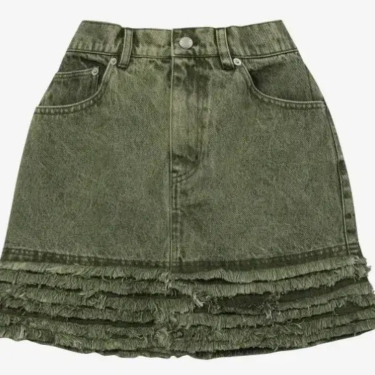 [BUNJANG] Khaki Tiered Mini Skirt - Size S / 카키 캉캉스커트 s 새상품