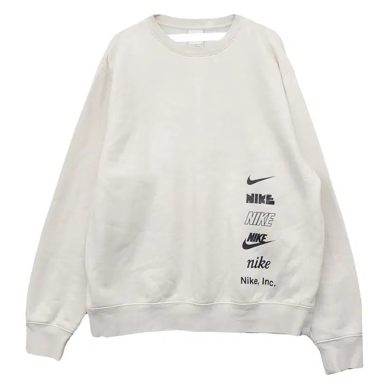 [BUNJANG] Nike Beige Cotton Swoosh Logo Sweatshirt L / 나이키 베이지 코튼 스우시 로고 프린팅 맨투맨 L