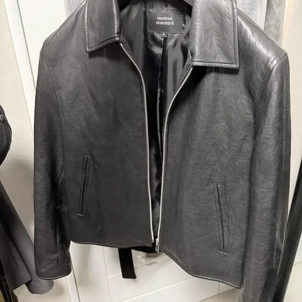 [BUNJANG] Musinsa Standard Crinkle Synthetic Leather Single Jacket / 무신사 무탠다드 크링클 신세틱 레더 싱글 자켓